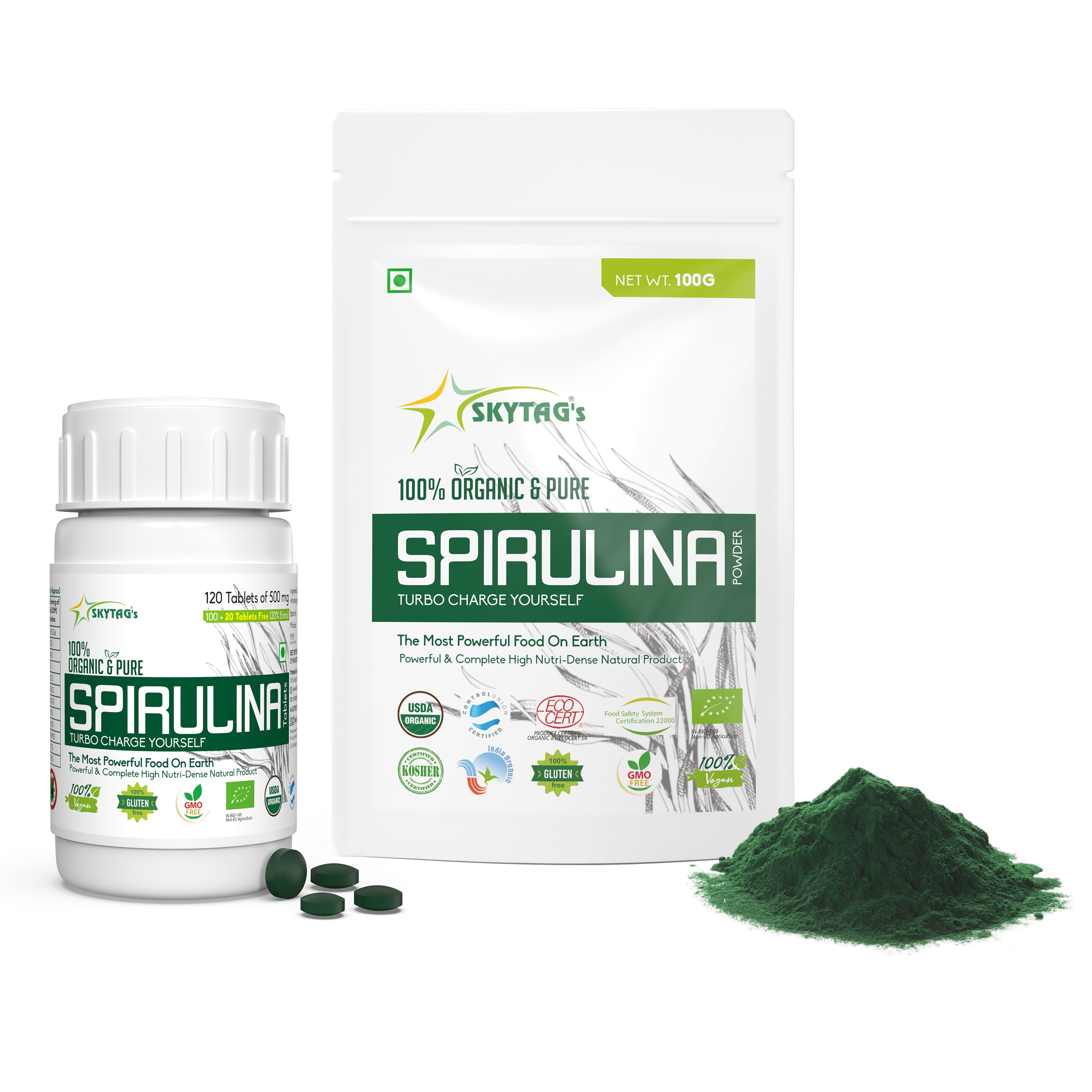 spirulina tablets and powder